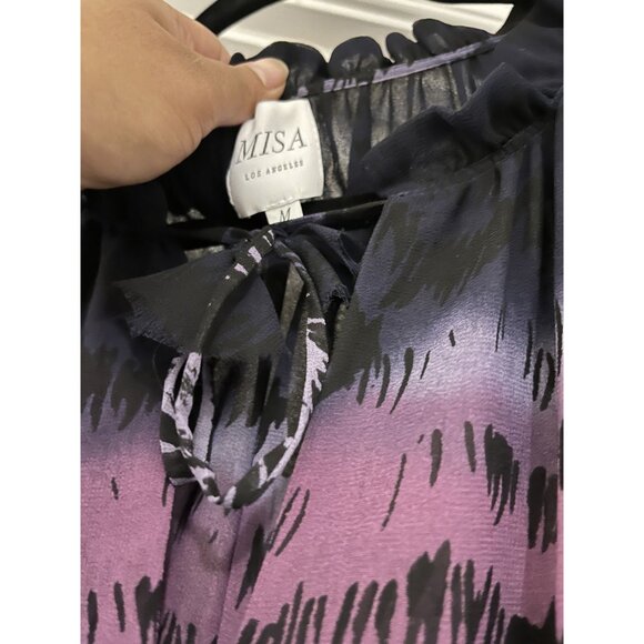 Misa Los Angeles Tie Dye Print Layered Short Sleeve Mini Dress Size Medium - Picture 2 of 7